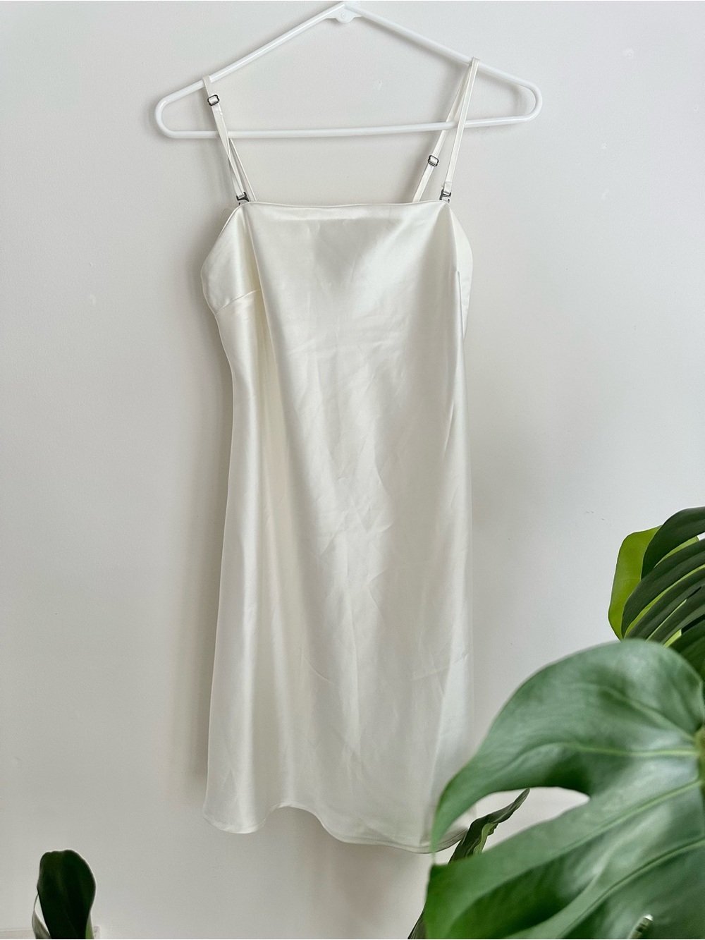 Wild Fable Satin Slip Dress in Ivory